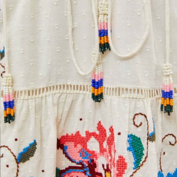 FARM Rio - Macaw Cross Stitch Embroidered Mini Dress - XS - Picture 7 of 16